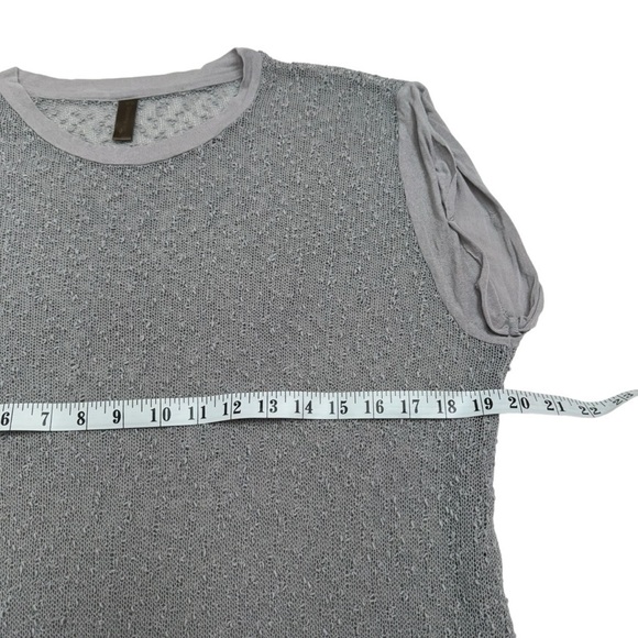 Danny Be Grey Loose Knit Short Sleeve Round Neck Sweater Top Size S - Picture 6 of 8
